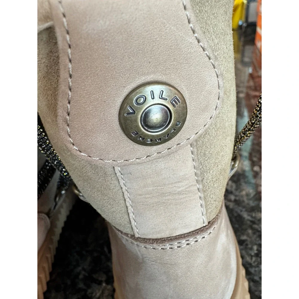 Voile Blanche Cortina Nubuck Shearling Boots‎ Beige Bronze Size 38 Sz 7.5